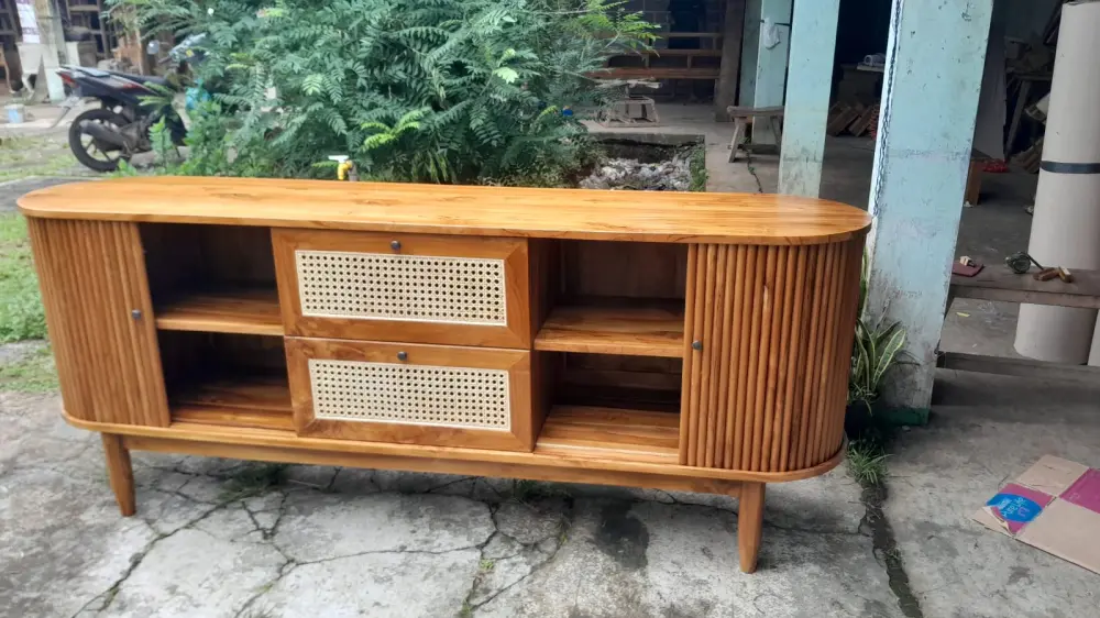 bufet minimalis kayu jati