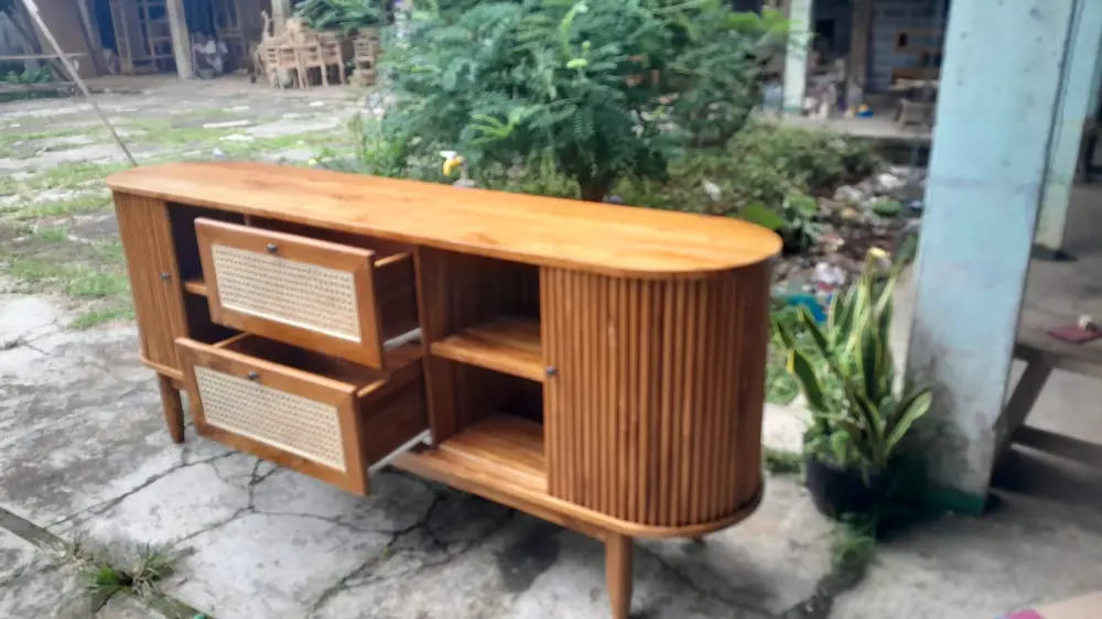 bufet minimalis kayu jati