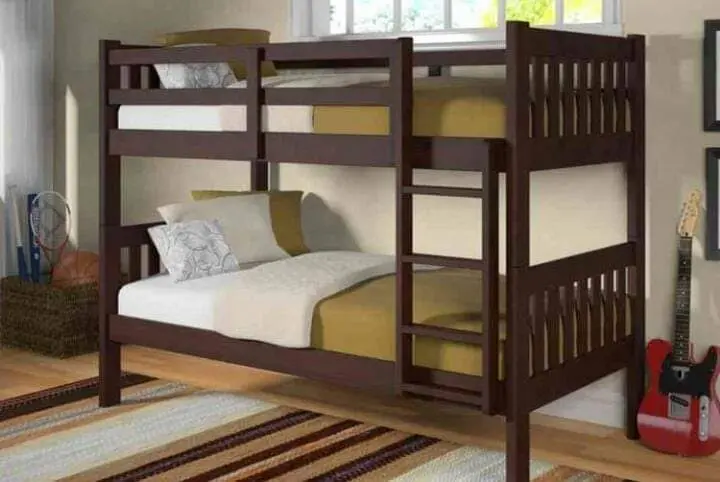 tempat tidur tingkat anak, ranjang susun minimalis, tempat tidur tingkat kayu jati