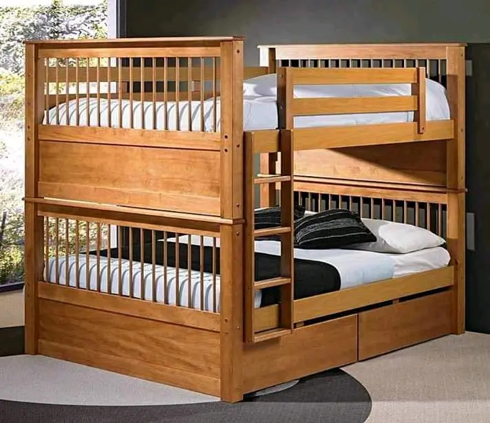 tempat tidur tingkat anak, ranjang susun minimalis, tempat tidur tingkat kayu jati
