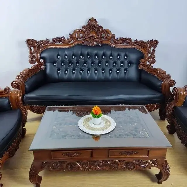 Kursi Tamu Jati Ukiran Romawi Set Meja Kursi Tamu Mewah Klasik Kayu Jati Solid