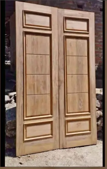Pintu Kupu Tarung Minimalis Kayu Jati Solid + Kusen – Pintu Utama Double Door Modern Elegan Jepara - Pintu Utama